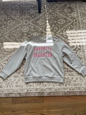 Favorite Daughter Gray Sweatshirt with Pink Lettering